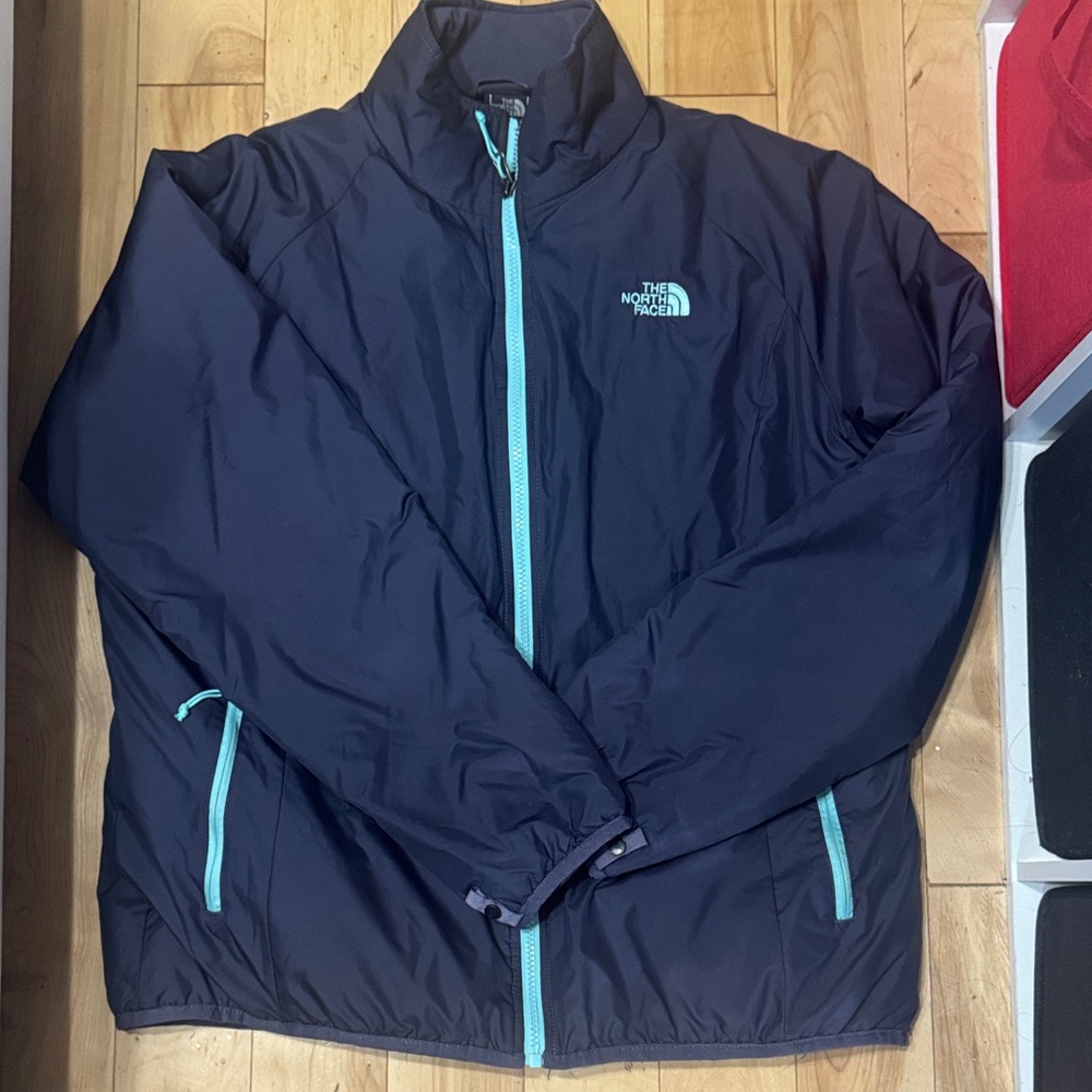 The North Face Navy Jacket with Aqua Zippers